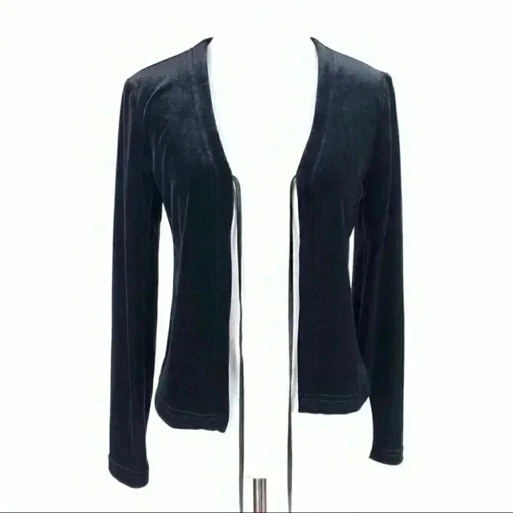 La Belle Womens cardigan size S black velvet vintage Y2k vintage holiday party